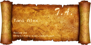 Tani Alex névjegykártya
